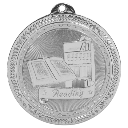 2 inch Bright Silver Reading BriteLazer Medal