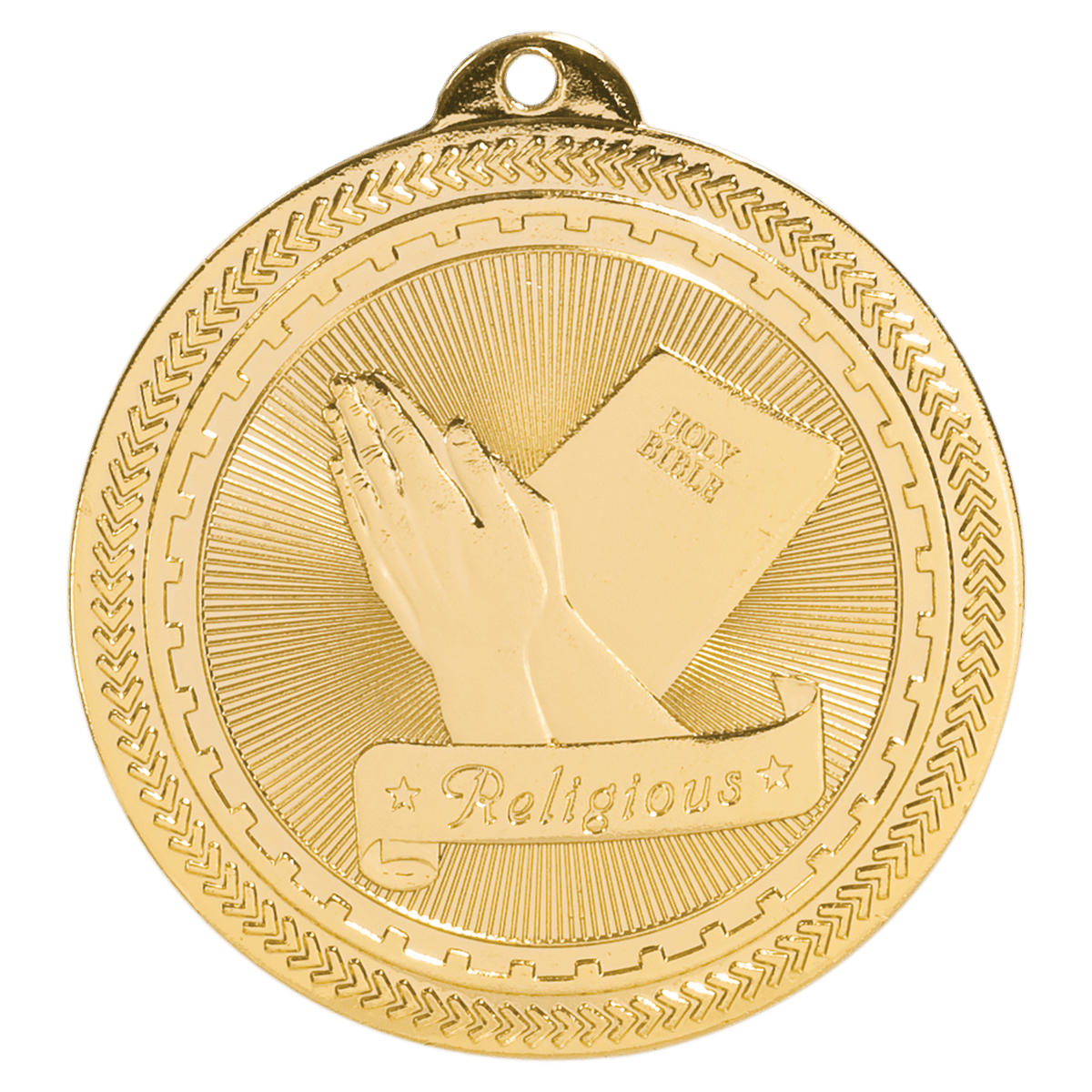 2 inch Bright Gold Religious BriteLazer medal