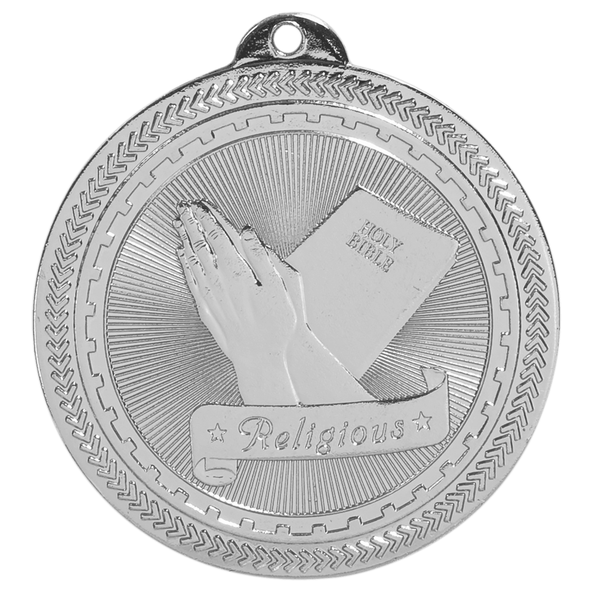 2 inch Bright Silver Religious BriteLazer medal