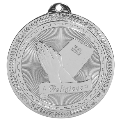 2 inch Bright Silver Religious BriteLazer medal