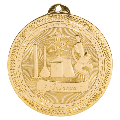 2 inch Bright Gold Science BriteLazer medal