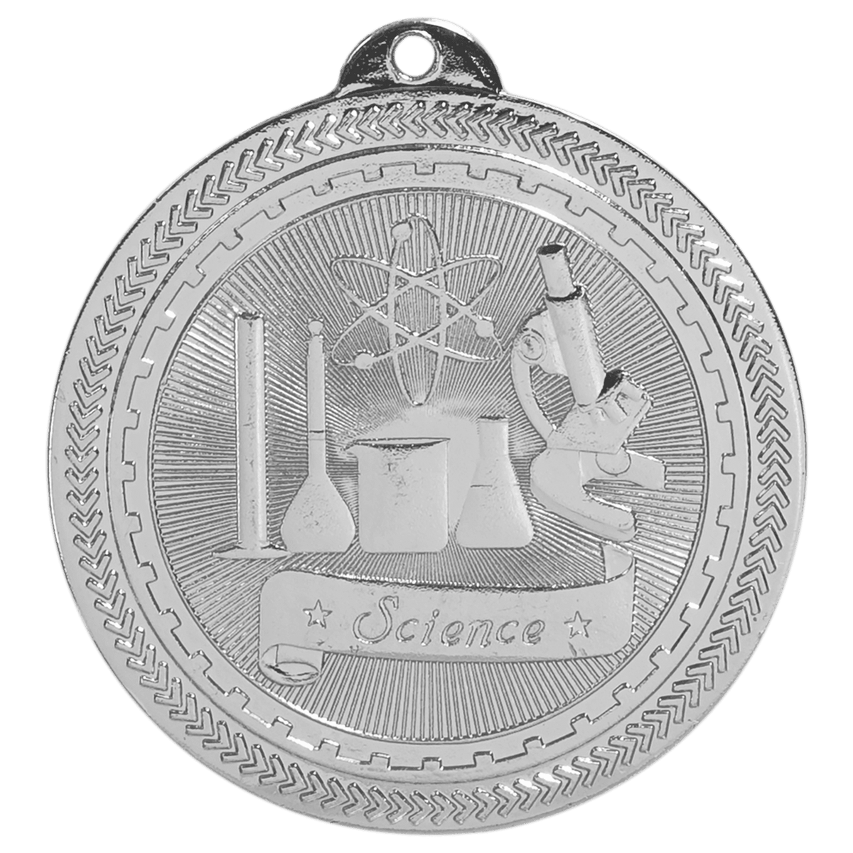 2 inch Bright Silver Science BriteLazer medal