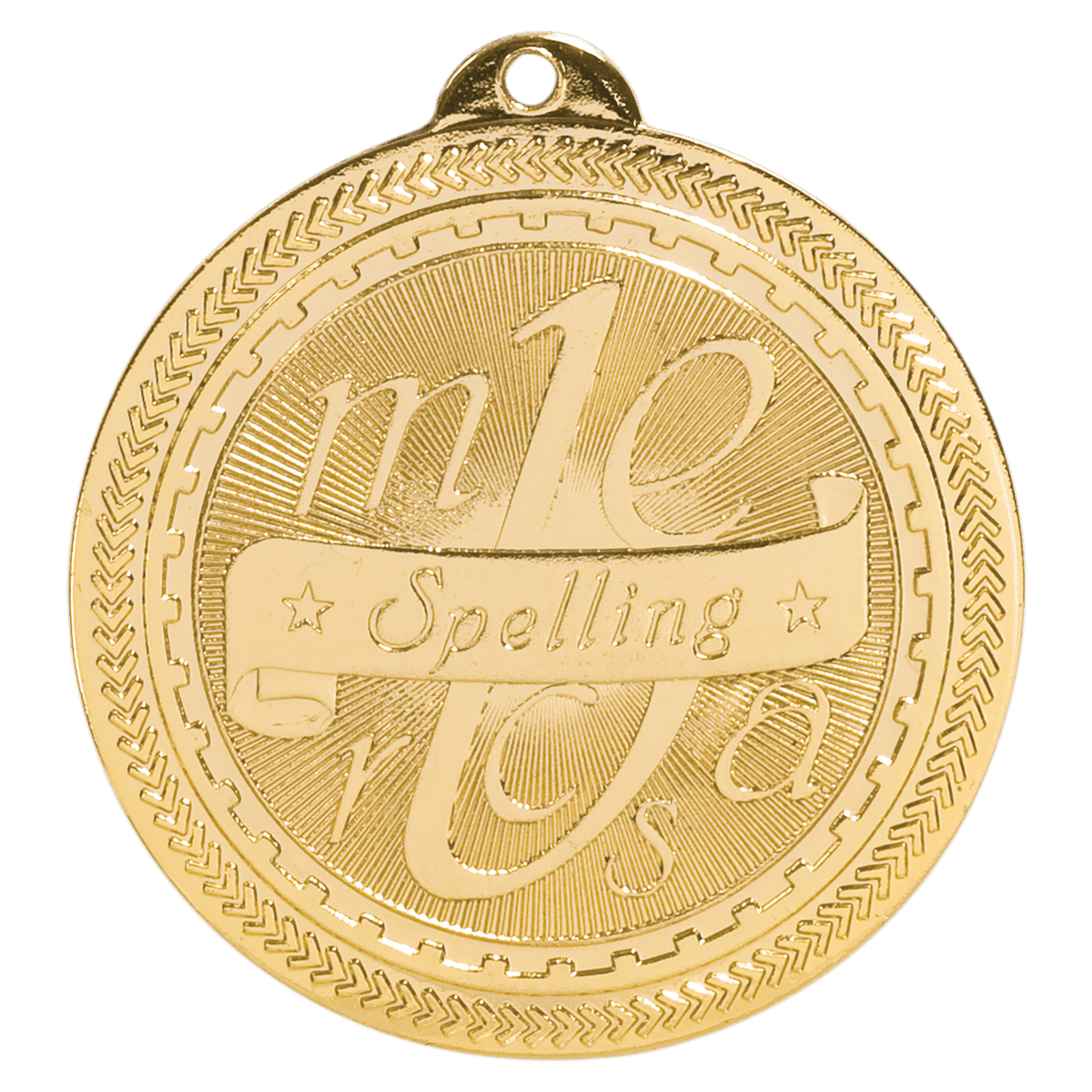 2 inch Bright Gold Spelling BriteLazer medal