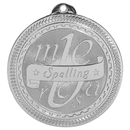 2 inch Bright Silver Spelling BriteLazer medal