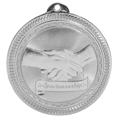 2 inch Bright Silver Sportsmanship BriteLazer medal