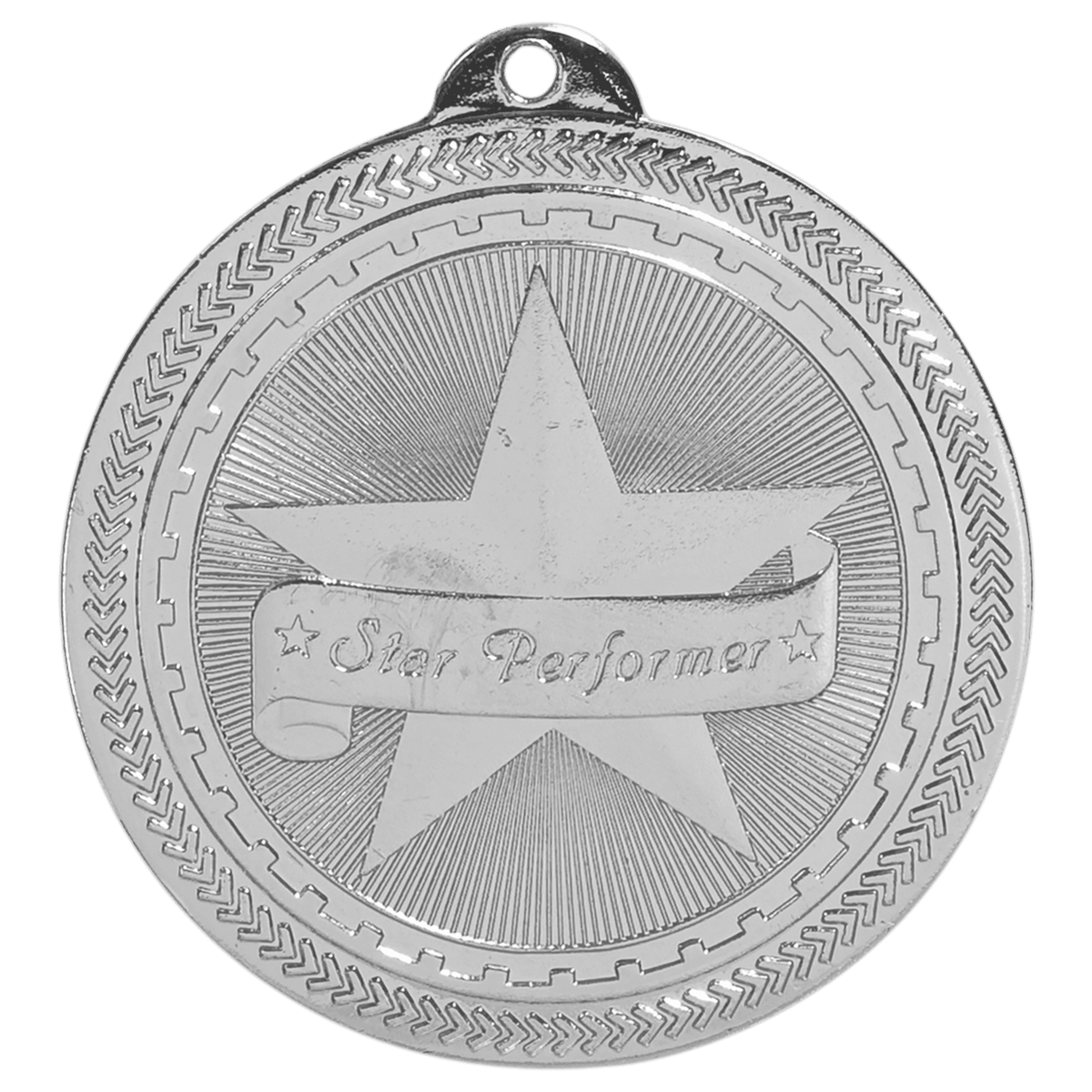 2 inch Bright Silver Star Performer BriteLazer medal