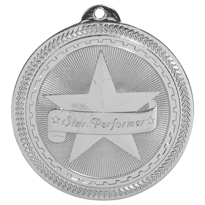 2 inch Bright Silver Star Performer BriteLazer medal