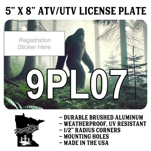 Bigfoot ATV/UTV License Plate – 5" x 8" Aluminum