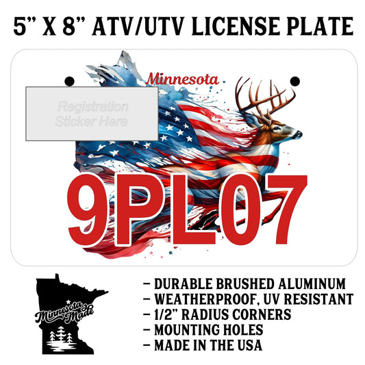 Buck American Flag ATV/UTV Plate – 5" x 8" Durable Aluminum