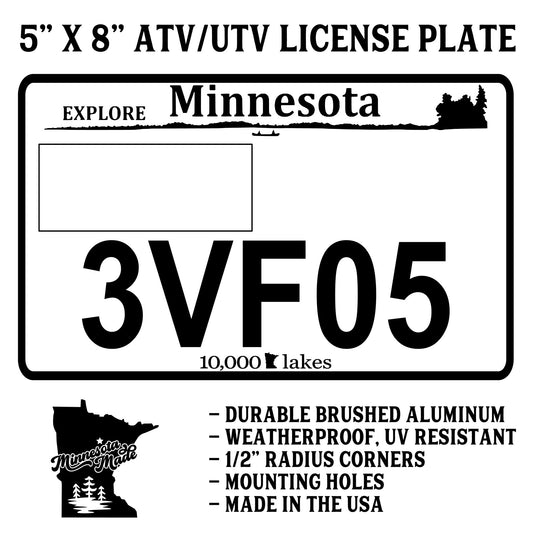Classic Explore Minnesota ATV/UTV License Plate – 5" x 8" Aluminum – 10,000 Lakes Design