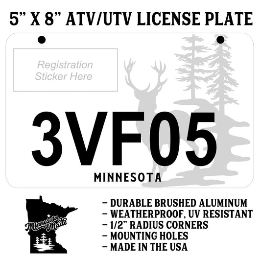 Deer Silhouette ATV/UTV License Plate – 5" x 8" Brushed Aluminum