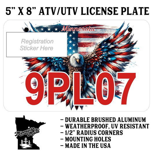 Eagle American Flag ATV/UTV Plate – 5" x 8" Durable Aluminum