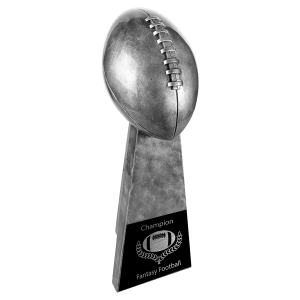 Personalized Fantasy Football Championship Trophy — Antique Gold or Silver - 10¼ inches / Antique Silver