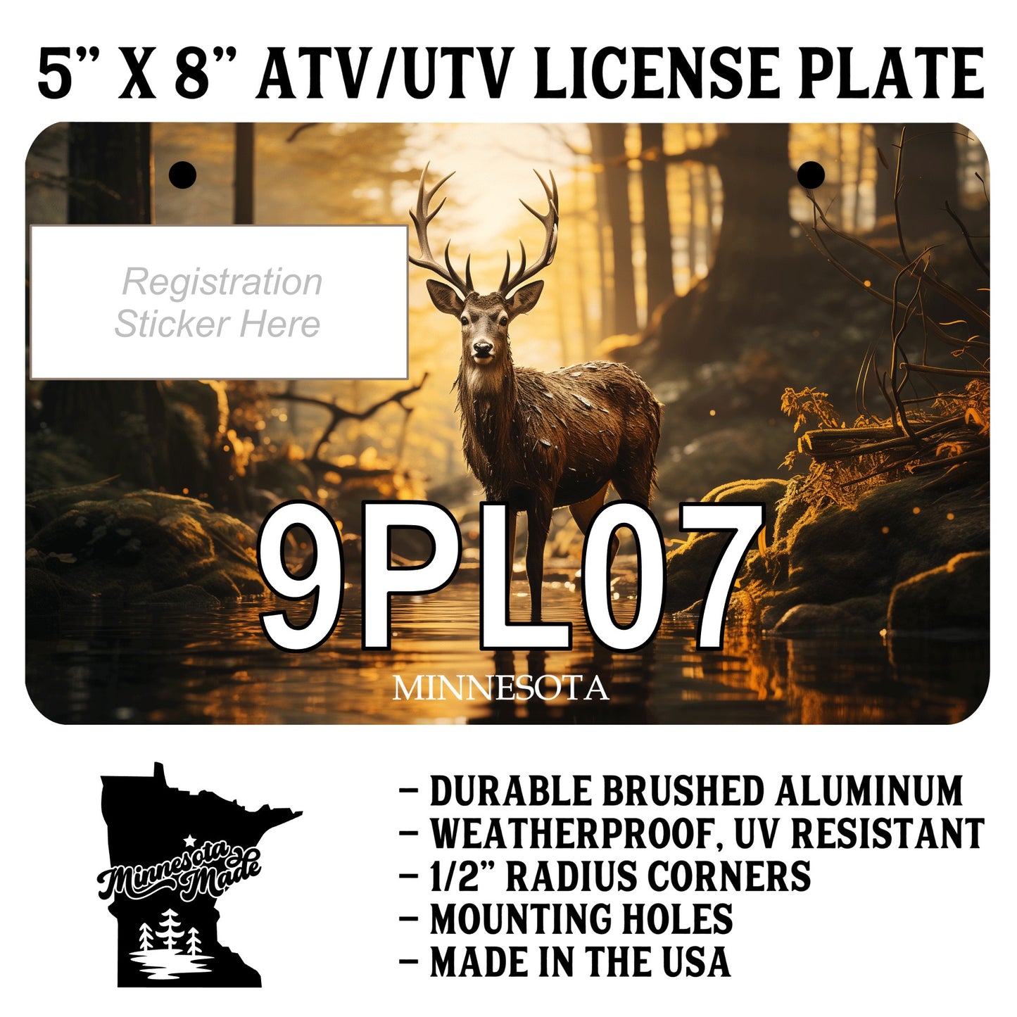 Forest Buck Creek ATV UTV License Plate – 5" x 8" Aluminum