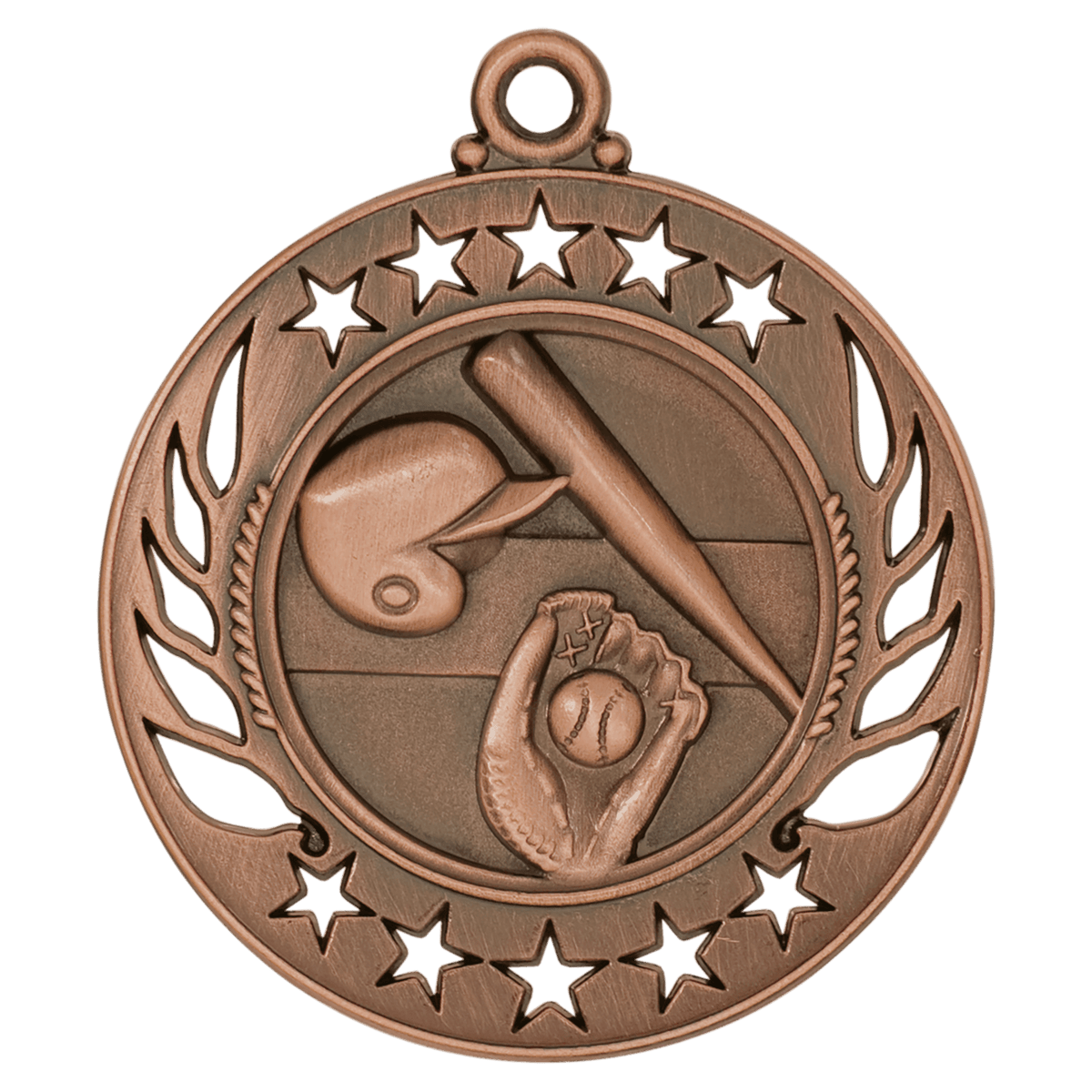 2 1/4 inch Antique Bronze Baseball & Softball Galaxy medal