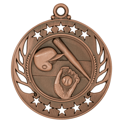 2 1/4 inch Antique Bronze Baseball & Softball Galaxy medal