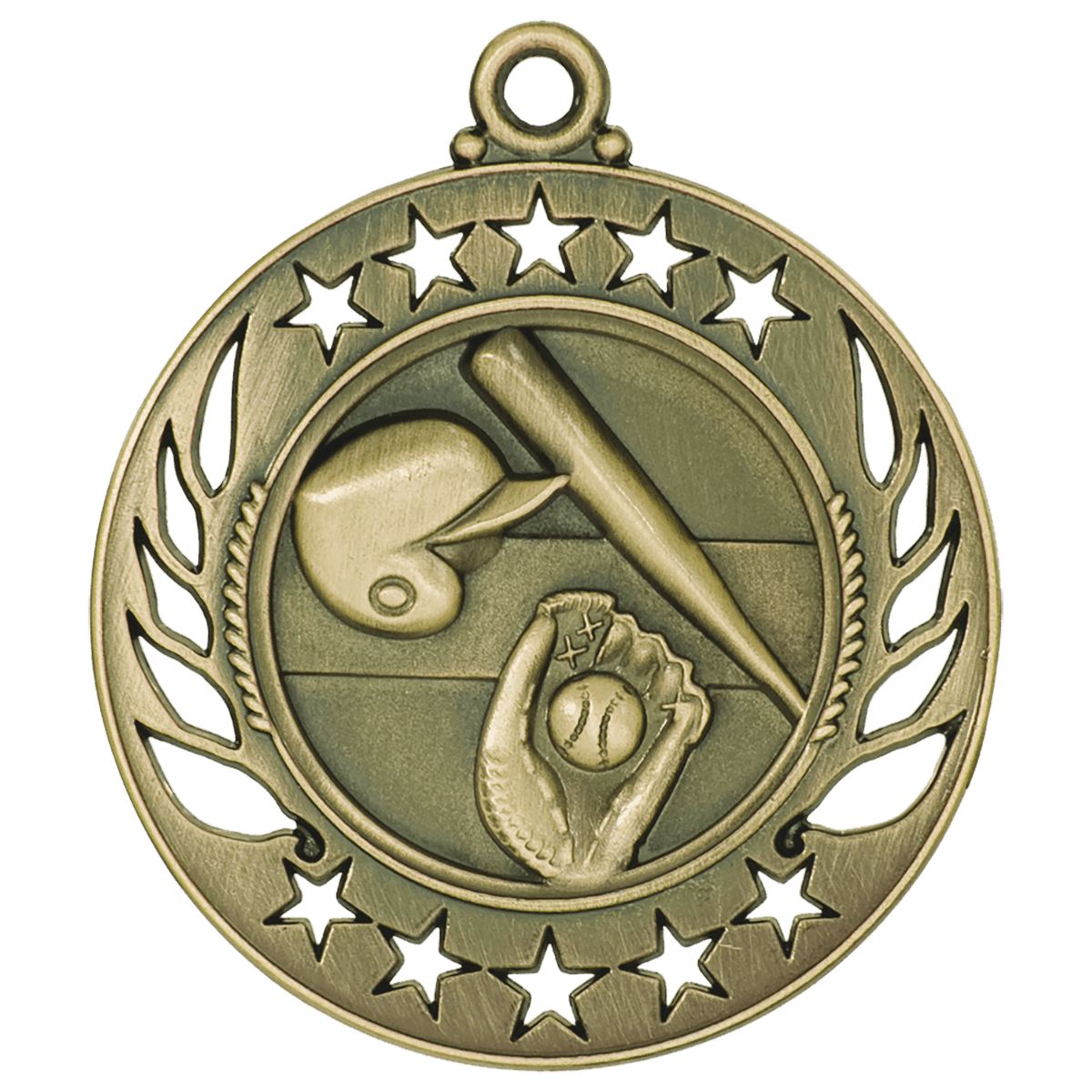 2 1/4 inch Antique Gold Baseball & Softball Galaxy medal