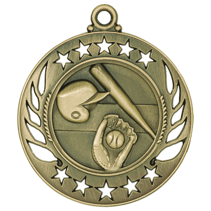 2 1/4 inch Antique Gold Baseball & Softball Galaxy medal