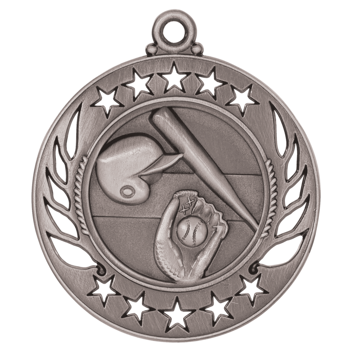 2 1/4 inch Antique Silver Baseball & Softball Galaxy medal