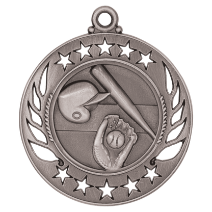 2 1/4 inch Antique Silver Baseball & Softball Galaxy medal