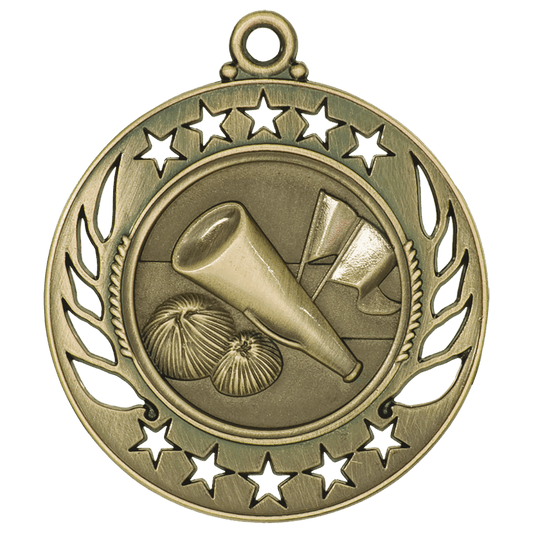 2 1/4 inch Antique Gold Cheer Galaxy medal