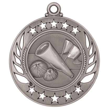 2 1/4 inch Antique Silver Cheer Galaxy medal