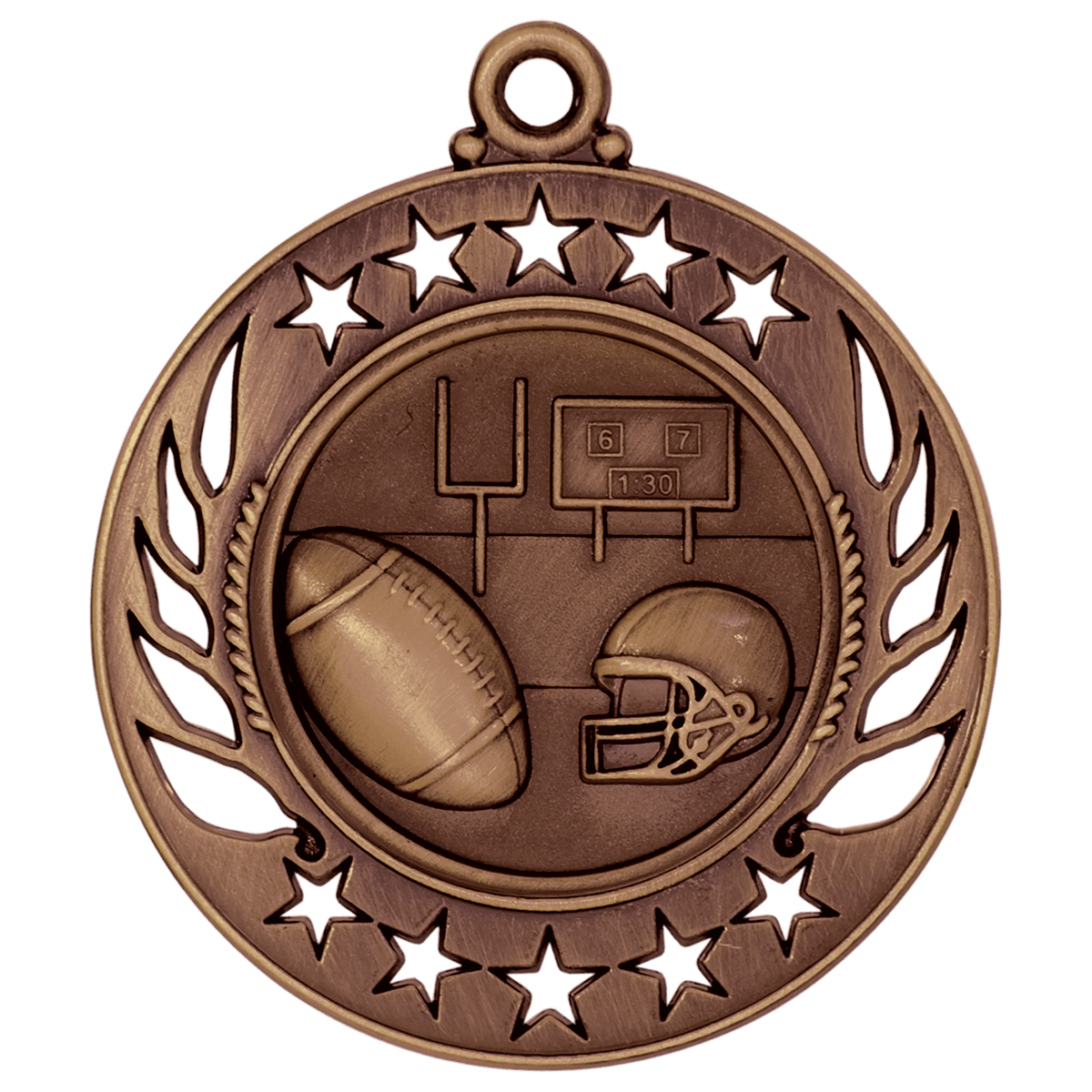 2 1/4 inch Antique Bronze Football Galaxy medal