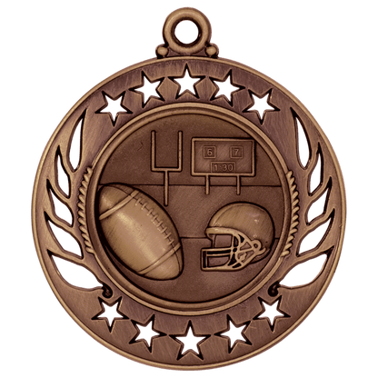 2 1/4 inch Antique Bronze Football Galaxy medal