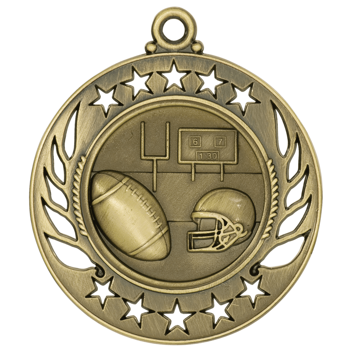 2 1/4 inch Antique Gold Football Galaxy medal