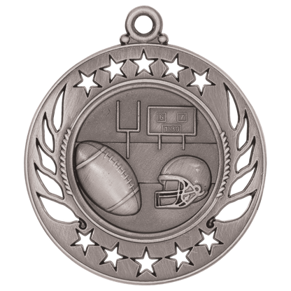 2 1/4 inch Antique Silver Football Galaxy medal