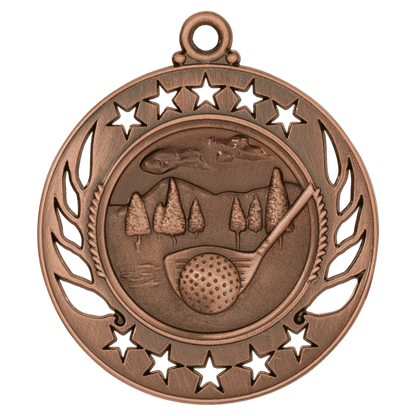 2 1/4 inch Antique Bronze Golf Galaxy medal