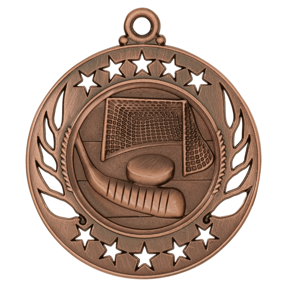2 1/4 inch Antique Bronze Hockey Galaxy medal