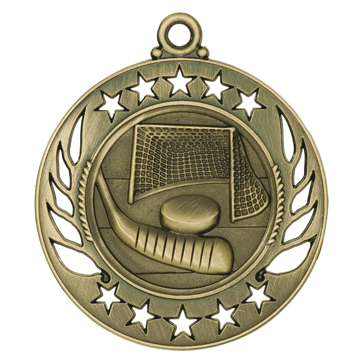 2 1/4 inch Antique Gold Hockey Galaxy medal