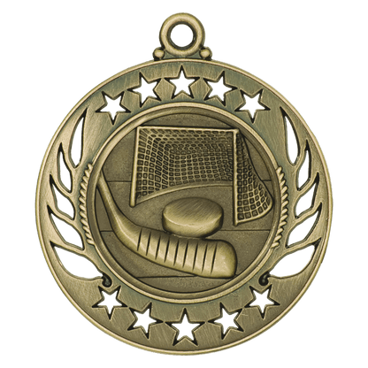 2 1/4 inch Antique Gold Hockey Galaxy medal