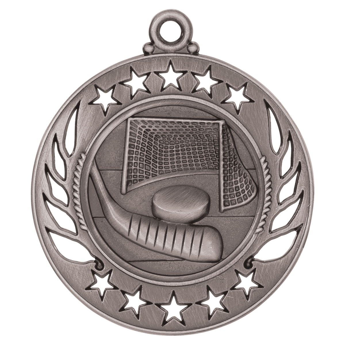 2 1/4 inch Antique Silver Hockey Galaxy medal