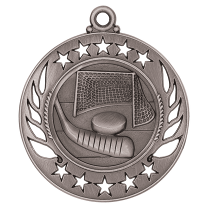 2 1/4 inch Antique Silver Hockey Galaxy medal
