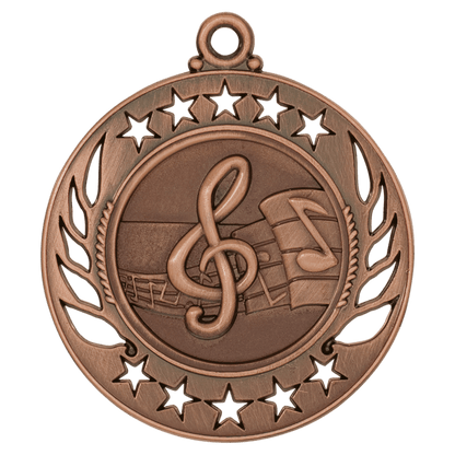 2 1/4 inch Antique Bronze Music Galaxy medal