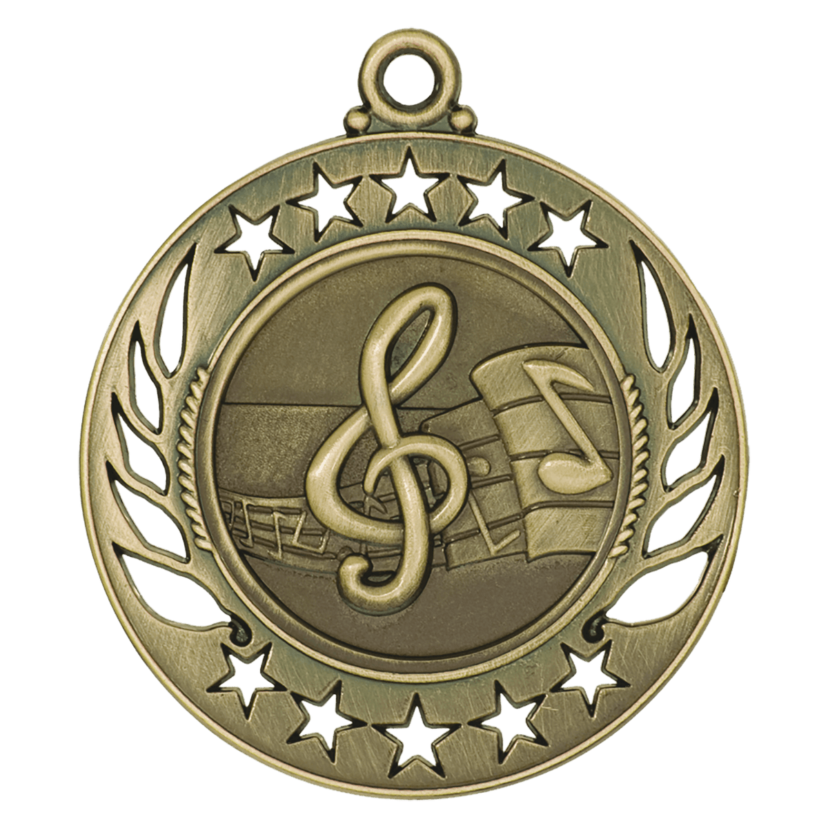 2 1/4 inch Antique Gold Music Galaxy medal