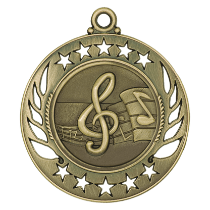 2 1/4 inch Antique Gold Music Galaxy medal