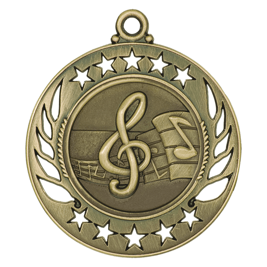 2 1/4 inch Antique Gold Music Galaxy medal