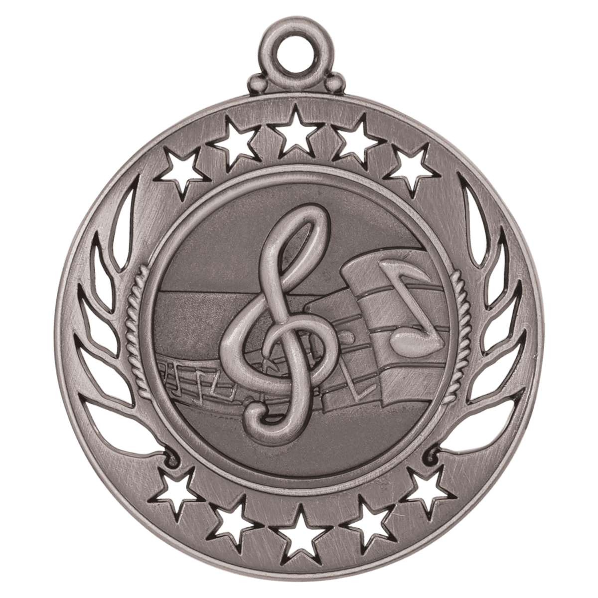 2 1/4 inch Antique Silver Music Galaxy medal