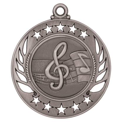 2 1/4 inch Antique Silver Music Galaxy medal