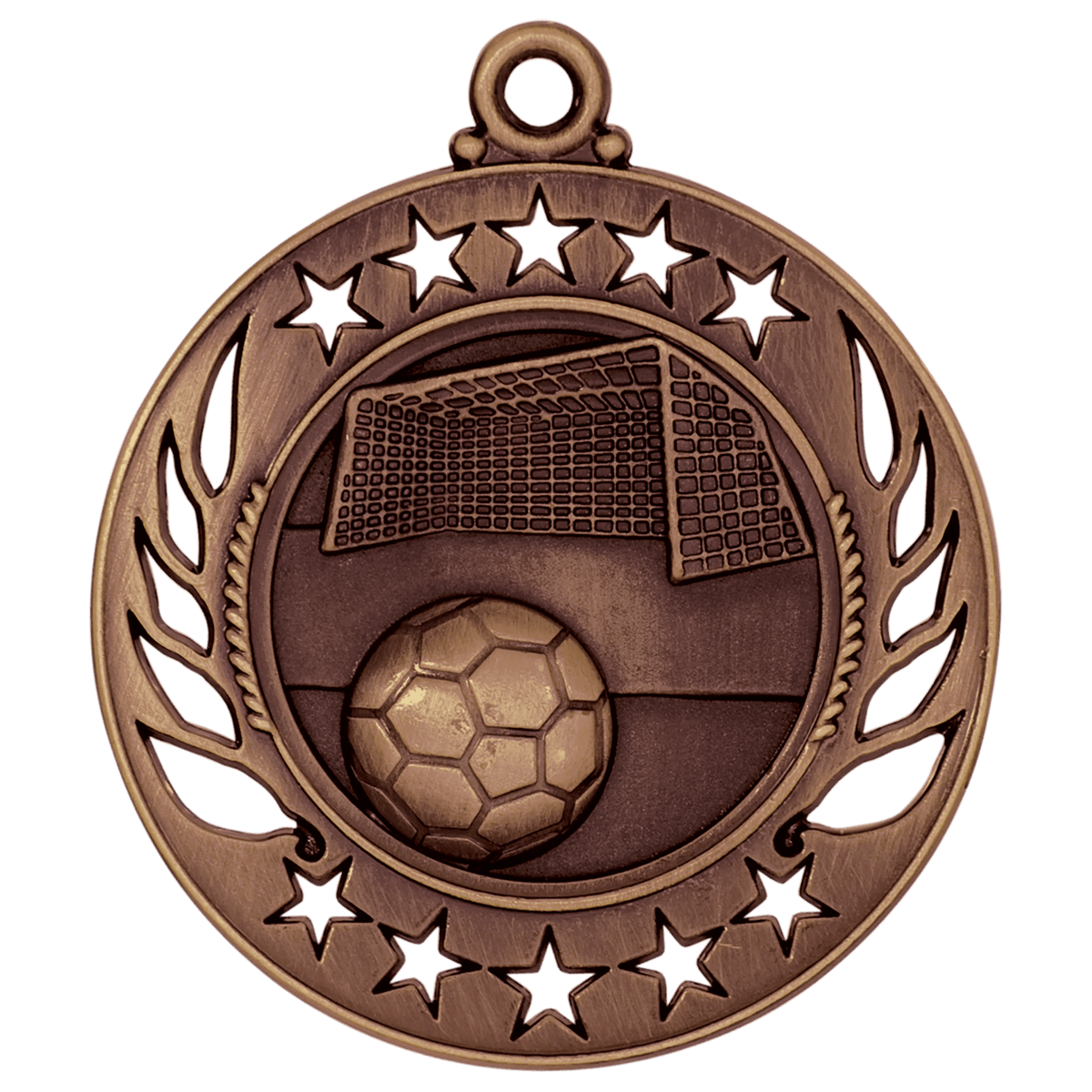 2 1/4 inch Antique Bronze Soccer Galaxy medal