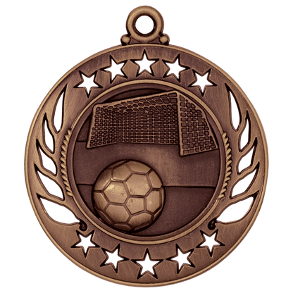 2 1/4 inch Antique Bronze Soccer Galaxy medal