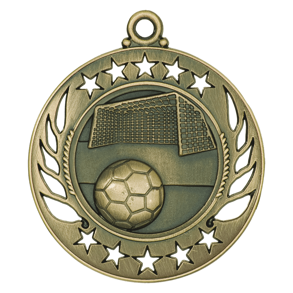 2 1/4 inch Antique Gold Soccer Galaxy medal
