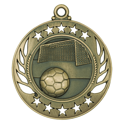 2 1/4 inch Antique Gold Soccer Galaxy medal