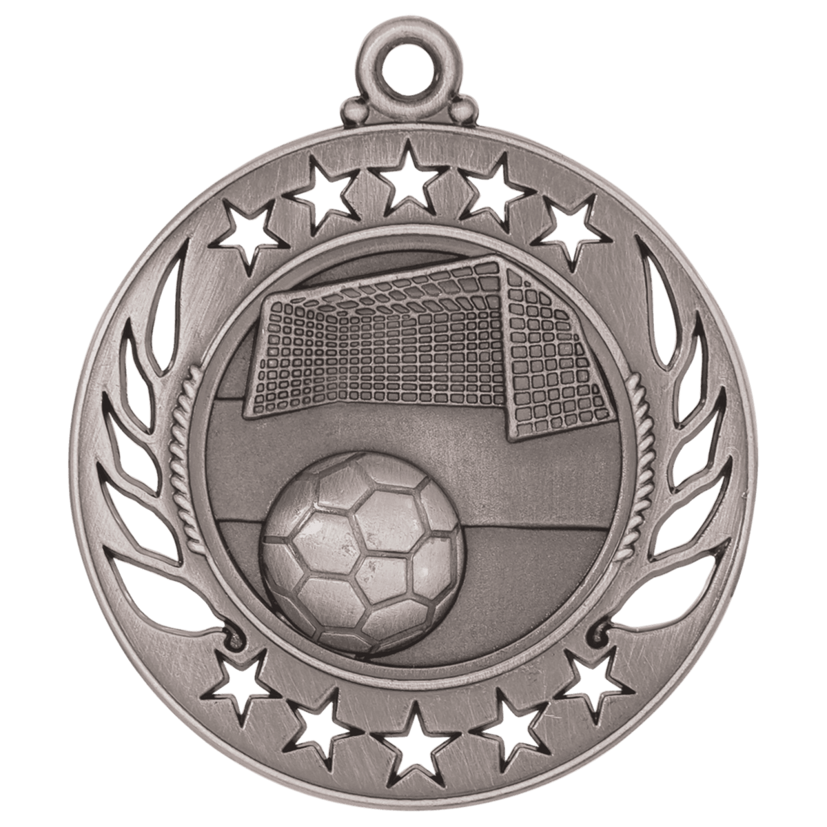 2 1/4 inch Antique Silver Soccer Galaxy medal