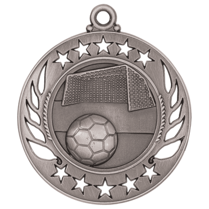 2 1/4 inch Antique Silver Soccer Galaxy medal