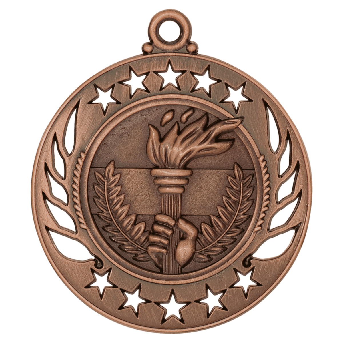 2 1/4 inch Antique Bronze Torch Galaxy medal