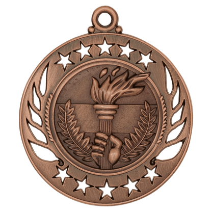 2 1/4 inch Antique Bronze Torch Galaxy medal